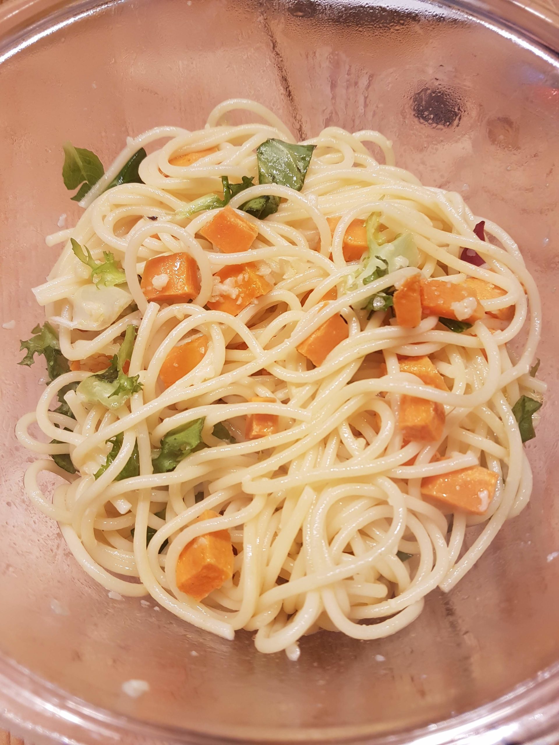 Spaghettis au parmesan et à la patate douce